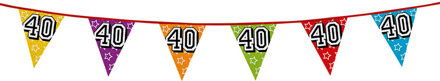 Boland Vlaggenlijn 40 jaar - multicolor - glitters - 8 meter - kunststof - vlaggetjes
