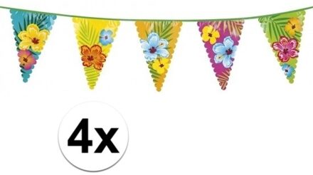 Boland vlaggenlijn - 4x - 600 cm - kunststof - tropisch thema - hawaii