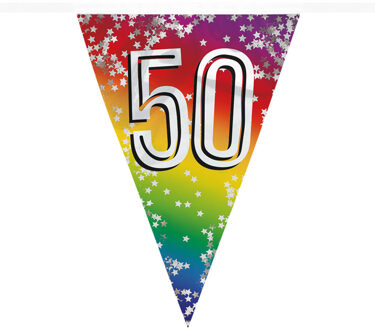 Boland Vlaggenlijn 50 jaar - 6 meter - glitter folie - slinger - 50e verjaardag versiering
