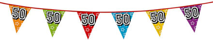 Boland Vlaggenlijn 50 jaar - multicolor - glitters - 8 meter - kunststof - vlaggetjes