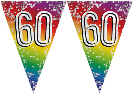 Boland vlaggenlijn 60 jaar - 3x stuks - versiering - vlaggetjes slinger - 6 meter - Glitter folie