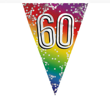 Boland Vlaggenlijn 60 jaar - 6 meter - glitter folie - slinger - 60e verjaardag versiering Multi