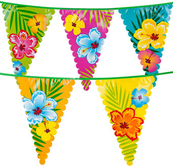 Boland vlaggenlijn - 600 cm - kunststof - tropisch thema - hawaii Multi