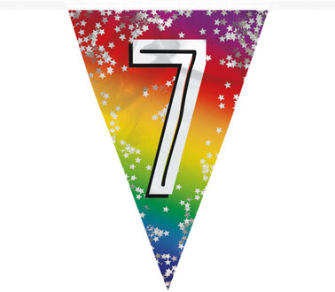 Boland Vlaggenlijn 7 jaar - 6 meter - glitter folie - slinger - 7e verjaardag versiering
