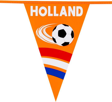 Boland Vlaggenlijn feestslinger - oranje/holland met voetbal - 6 meter - 15 vlaggen - kunststof