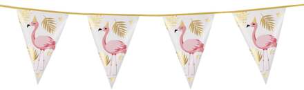 Boland Vlaggenlijn Flamingo Folie Junior 4 Meter Goud/roze/wit