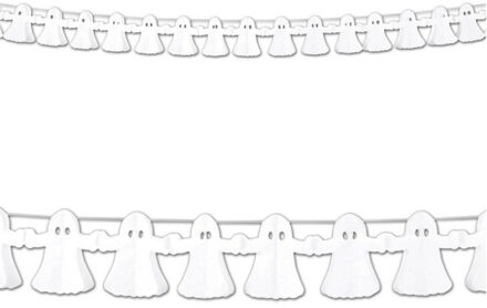 Boland Vlaggenlijn Halloween - 4 meter - wit - papier - spoken - horror - themafeest