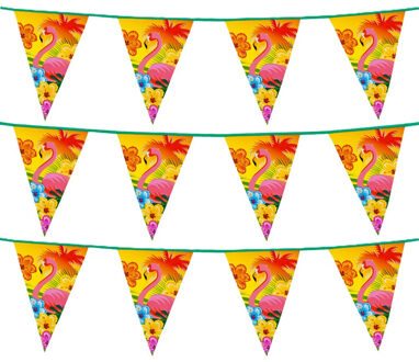 Boland Vlaggenlijn Hawaii - 3x - 6 meter - kunststof - tropisch thema - vlaggetjes