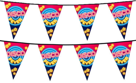 Boland Vlaggenlijn slinger met Disco Fever print - 2x - 600 cm - polyester - Seventies/eighties thema