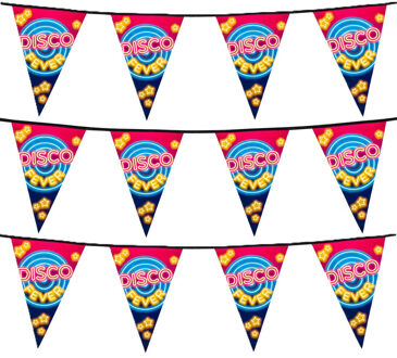 Boland Vlaggenlijn slinger met Disco Fever print - 3x - 600 cm - polyester - Seventies/eighties thema