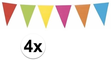 Boland Vlaggenlijn XL - 4x - multicolor - 10 m - kunststof - vlaggentjes