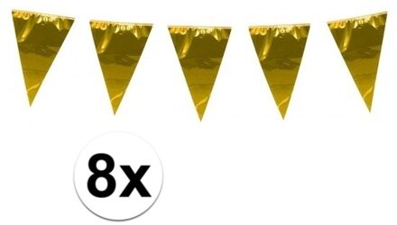 Boland Vlaggenlijn XL - 8x - goud - 10 meter - vlaggentjes - glitter en glamour Goudkleurig