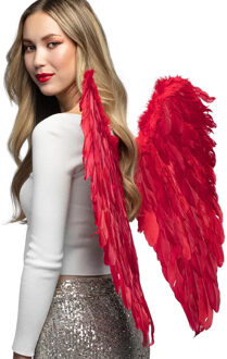 Boland Vleugels - rood - 65 cm - duivel - halloween - horror thema - met veren