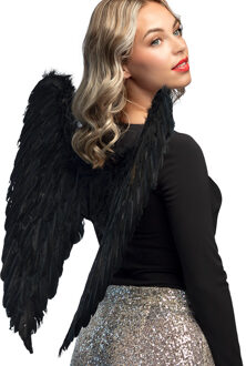 Boland Vleugels - zwart - 65 cm - halloween - horror thema - met veren
