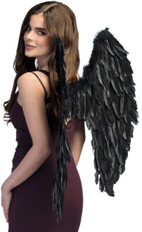 Boland Vleugels - zwart - 87 x 72 cm - halloween - engelen vleugels - met veren