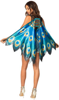 Boland Vlinder/pauwen verkleed vleugels - blauw mix - voor volwassenen - Carnavalskleding/accessoires