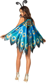 Boland Vlinder verkleed vleugels - blauw mix - dames - met voelsprieten diadeem - Carnavalskleding