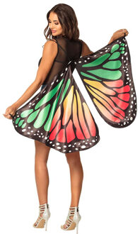 Boland Vlinder verkleed vleugels - groen/rood - voor volwassenen - Carnavalskleding/accessoires