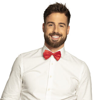 Boland Vlinderstrikje - rood - polyester - 11 cm - voor dames/heren - verkleedartikelen