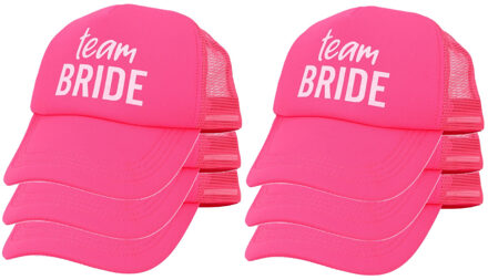 Boland Vrijgezellenfeest baseballcap/petje - 6x - Team Bride - roze - dames - polyester