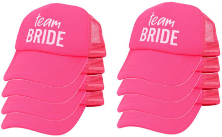 Boland Vrijgezellenfeest baseballcap/petje - 8x - Team Bride - roze - dames - polyester