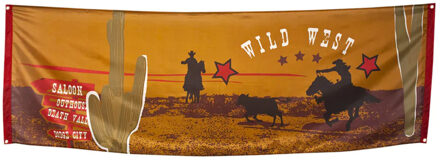 Boland Wilde westen Banner - 74 x 220 cm - cowboys en indianen - met ophangringen
