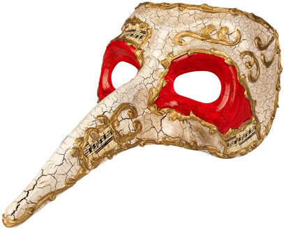 Boland Wit mysterieus snavelmasker glimmend voor heren - Verkleedmaskers
