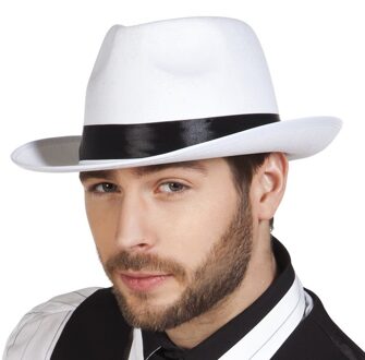 Boland Witte maffia gangster hoed voor volwassenen - Carnaval verkleed hoeden