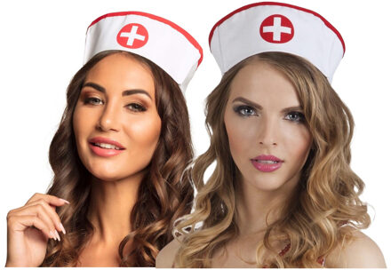 Boland Zuster/verpleegster kapje/hoedje - 2x - carnaval verkleed accessoire - sexy nurse