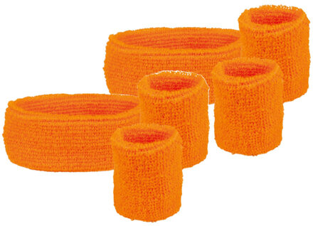 Boland Zweetbandjes set van 3 - 2x - Oranje/supperter/Koningsdag - Hoofdband en polsbandjes