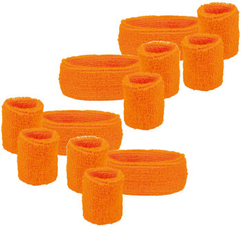 Boland Zweetbandjes set van 3 - 4x - Oranje/supperter/Koningsdag - Hoofdband en polsbandjes