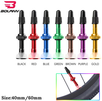BOLANY 2pcs Bicycle Valve 40mm/60mm MTB Road Bike Tubeless Tires Conversion Anodize Aluminum Alloy Sealant Accessories