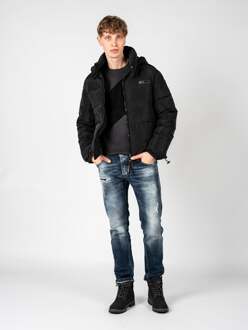 Bold Ruglogo Gevoerde Zwarte Jas - maat