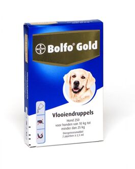 Bolfo Gold 250 Anti vlooienmiddel - Hond - 10 Tot 25 kg -  2 pipetten