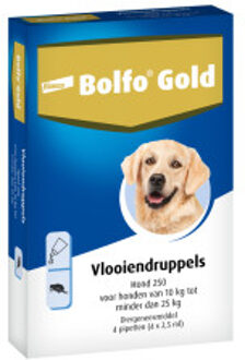 Bolfo Gold 250 Anti vlooienmiddel - Hond - 10 Tot 25 kg - 4 pipetten