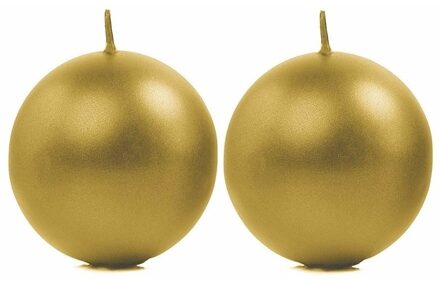 Bolkaarsen - 2x - goud - kaarsen - D8 cm - 20 branduren - sfeerkaarsen Goudkleurig