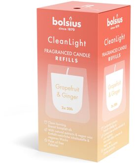 Bolsius Clean Light Geurnavulling 20u Grapefruit & Ginger Doos A 2 Stuks transparant