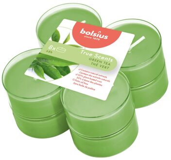 Bolsius Geur Maxitheelichten 8 Uur Pak A 8st True Scents Green Tea groen