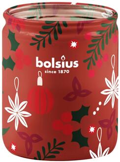 Bolsius Geurglas Merry Moments 82/68 rood