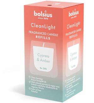 Bolsius geurkaars Clean Light navulling s/2 - Cypress Amber Multikleur