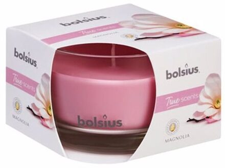 Bolsius geurkaars True Scents Magnolia 9,2 cm glas/wax roze