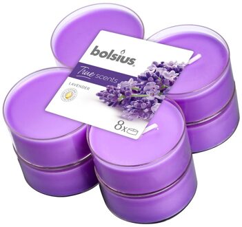 Bolsius geurtheelichten True Scents Lavendel 11,7 cm 8 stuks Paars