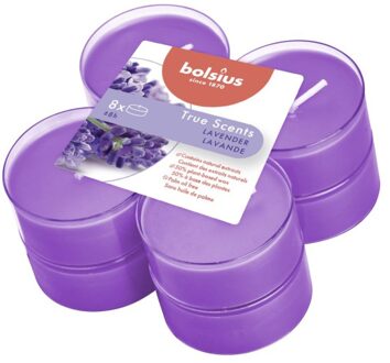 Bolsius geurtheelichten True Scents Lavendel 11,7 cm 8 stuks Paars