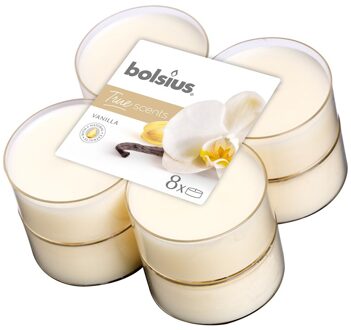 Bolsius geurtheelichten True Scents Vanille 11,7 cm 8 stuks Wit