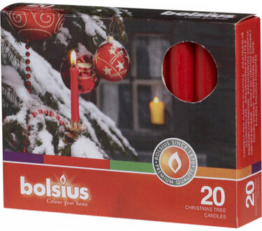 Bolsius Kerstboomkaarsjes, Doos 20 Rood