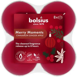 Bolsius Maxilicht Merry Moments 8 stuks rood
