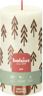 Bolsius printed kaars 130/68 Soft Pearl wit