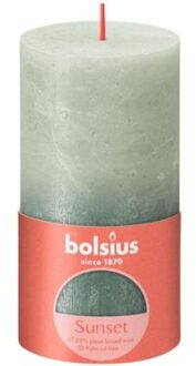 Bolsius Rustiek fading metallic stompkaars 130/68 Foggy green Oxid blue Groen