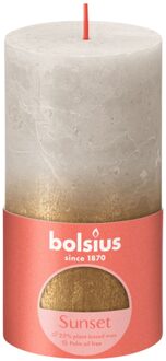 Bolsius Rustiek fading metallic stompkaars 130/68 Sandy grey Gold Grijs