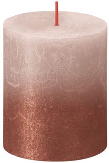 Bolsius Rustiek fading metallic stompkaars 80/68 Misty pink Amber Roze